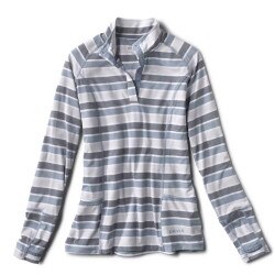 Orvis Outsmart 1/2 Snap Stripe Shirt Women's in Blue Heron
